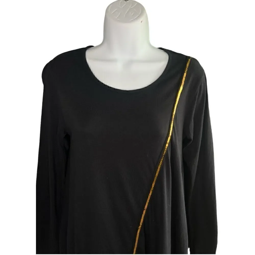 DESIGUAL  Girls Black Pink Embellished Long Sleeve 100% Cotton Dress Size 13/14
